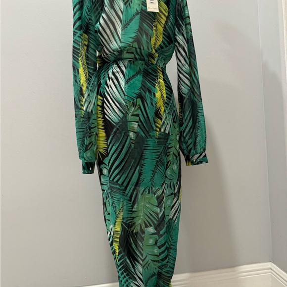 Leafy Green and Yellow Women's Swim Cover-Up - Picture 9 of 11